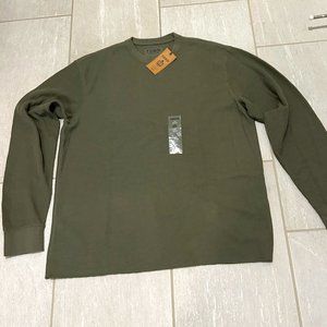 NWT Izod Vintage Waffle Knit Shirt L  Men's Long Sleeve Olive Adults